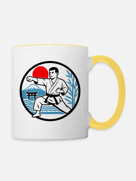 Karate Nature - Tasse zweifarbig - Weiß/Gelb