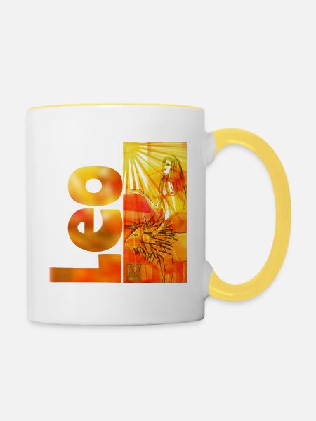 Sternzeichen Löwe - Tasse zweifarbig - Weiß/Gelb