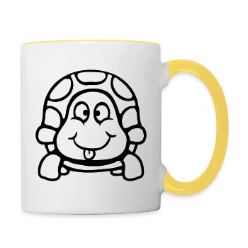 Turtle Tongue Sticking Out Naughty Funny Cool - Contrasting Mug - white/yellow - Right