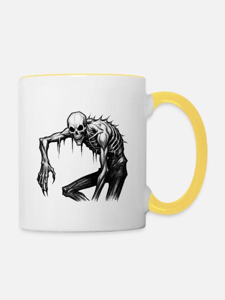 Albtraum Spooky Skelett Maskerade - Tasse zweifarbig - Weiß/Gelb