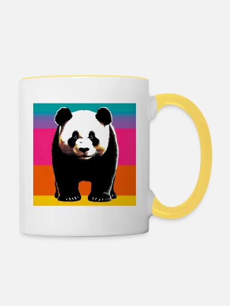 Panda - Tasse zweifarbig - Weiß/Gelb