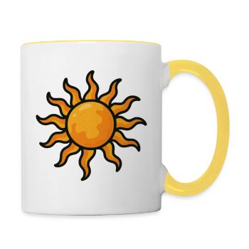 Vivid sun with artistic surface - Contrasting Mug - white/yellow - Right