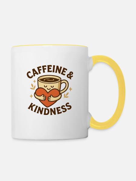 Caffeine and kindness - Tasse zweifarbig - Weiß/Gelb