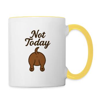 Dackel von hinten - Tasse zweifarbig - Weiß/Gelb - Rechts