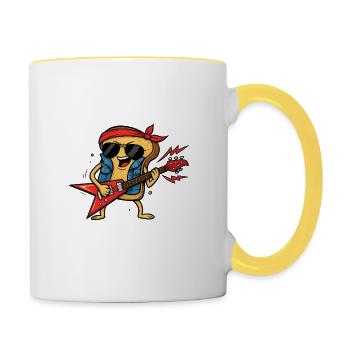 Biscuit à bascule avec Gitarra électrique - Mug contrasté - blanc/jaune - Droite