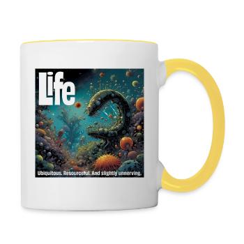 Lebenszyklus Unterwasserwelt Illustration - Tasse zweifarbig - Weiß/Gelb - Rechts