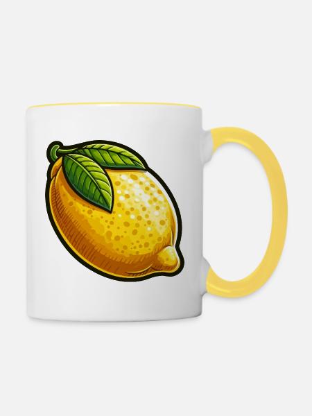 Zitrone Natürliche Illustration - Tasse zweifarbig - Weiß/Gelb
