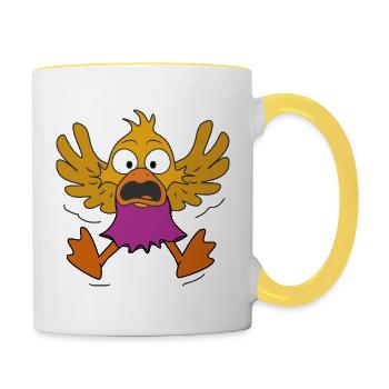Le Petit Canard remarqua le spectateur - Mug contrasté - blanc/jaune - Droite