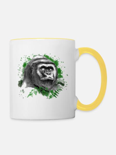 Gorilla - Tasse zweifarbig - Weiß/Gelb