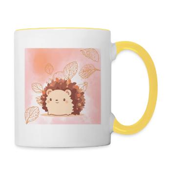 süßer Igel - Tasse zweifarbig - Weiß/Gelb - Rechts