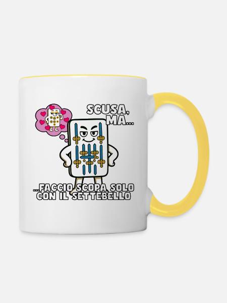 Ich nur mit dem Settebello - Tasse zweifarbig - Weiß/Gelb