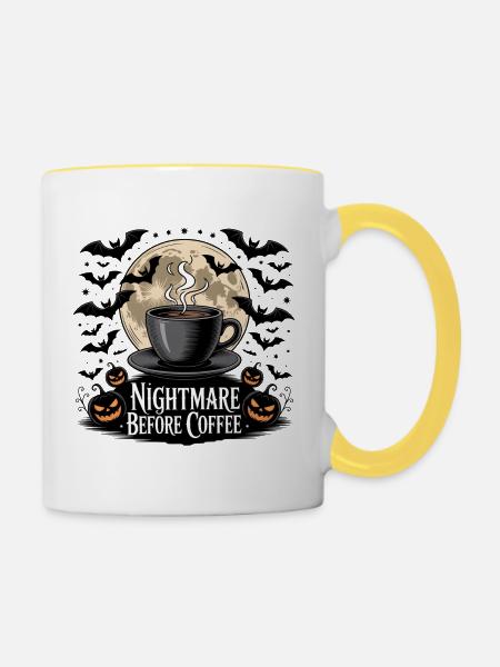 Albtraum vor dem Kaffee - Tasse zweifarbig - Weiß/Gelb