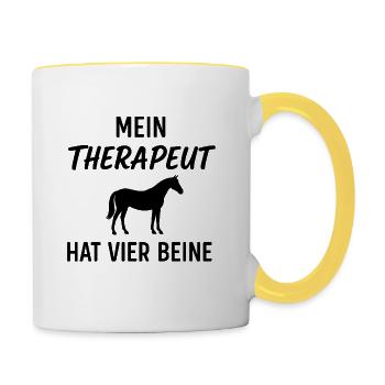 Horse, funny, humor - Contrasting Mug - white/yellow - Right