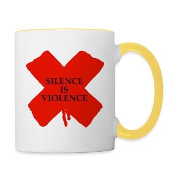 Silence is Violence - Tasse zweifarbig - Weiß/Gelb - Rechts