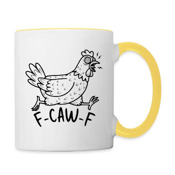 F-CAW-F Huhn - Tasse zweifarbig - Weiß/Gelb - Rechts