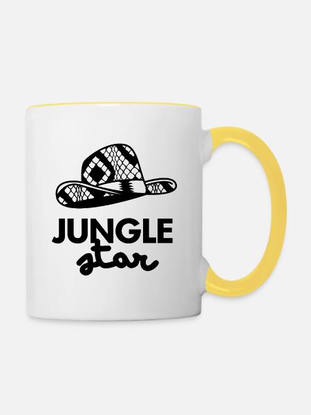 Dschungel-Stern-Hut-Logo - Tasse zweifarbig - Weiß/Gelb