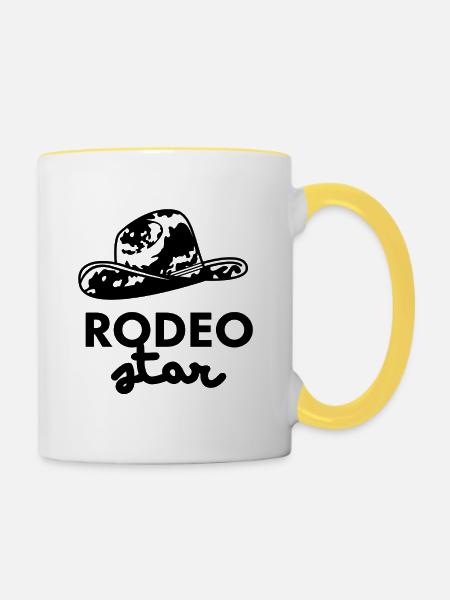 Logo des Rodeo-Sternhutes - Tasse zweifarbig - Weiß/Gelb