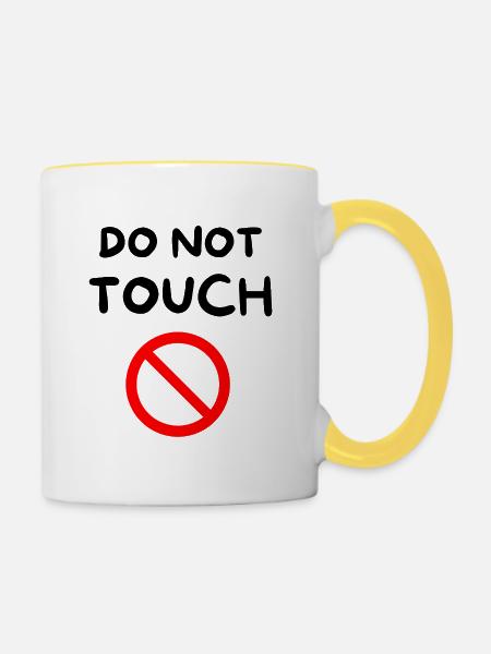 Nicht berühren 🚫 - Tasse zweifarbig - Weiß/Gelb