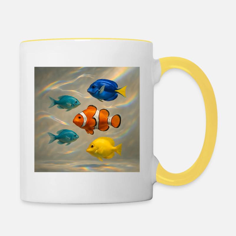 Poisson flottant - Mug contrasté - blanc/jaune