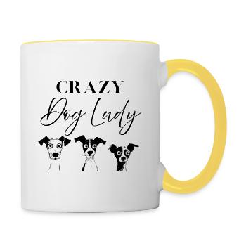 Dicton amusant pour toutes les femmes avec des chiens - Mug contrasté - blanc/jaune - Droite