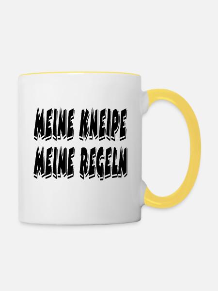 Kneipe - Tasse zweifarbig - Weiß/Gelb