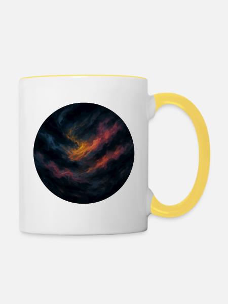 Orangefarbener Nachthimmel - Tasse zweifarbig - Weiß/Gelb