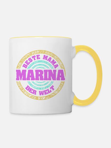 Mutter Marina - Tasse zweifarbig - Weiß/Gelb
