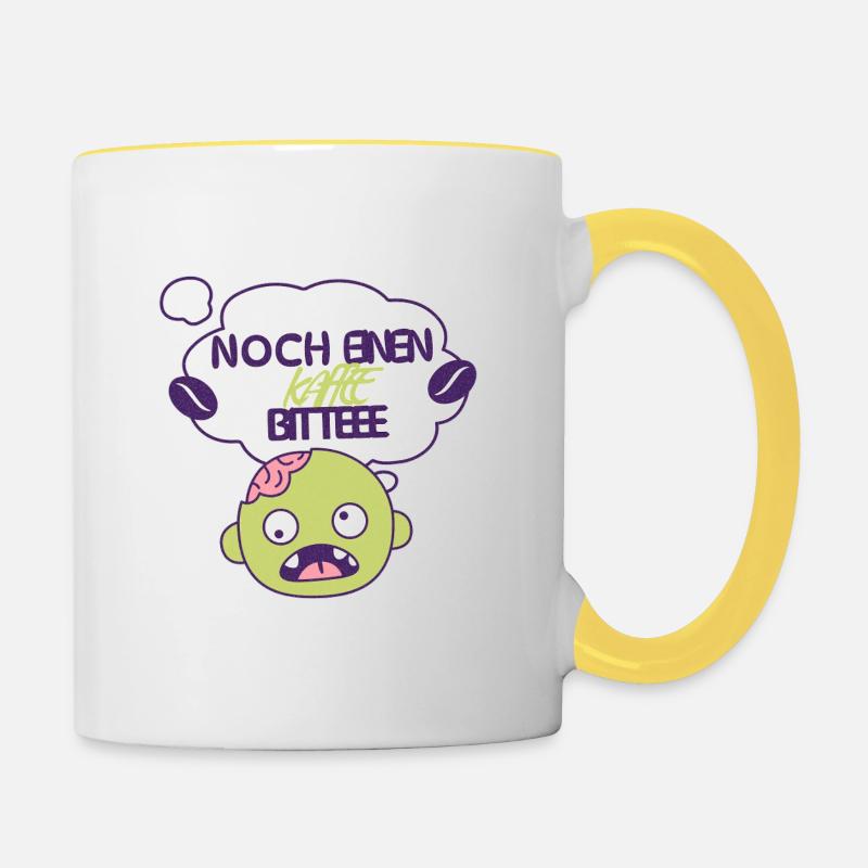 J’ai besoin de café - Mug contrasté - blanc/jaune