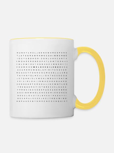 we love silence - Tasse zweifarbig - Weiß/Gelb