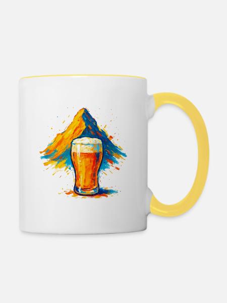 Biergipfel Farbexplosion - Tasse zweifarbig - Weiß/Gelb