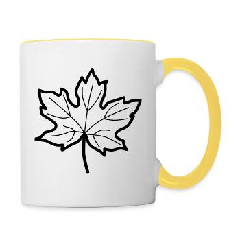 Feuille caduque - automne - Mug contrasté - blanc/jaune - Droite