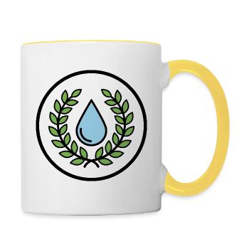 Water Drops with Leaf Wreath - Contrasting Mug - white/yellow - Right