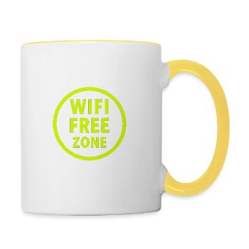 WiFi Freie Zone Neon Kreis - Tasse zweifarbig - Weiß/Gelb - Rechts