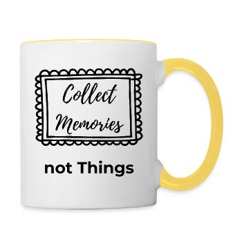 Collect Memories, not Things – Travel Shirt - Contrasting Mug - white/yellow - Right