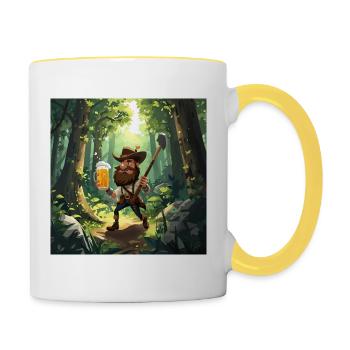 Chasseur de bière Forest Adventure - Mug contrasté - blanc/jaune - Droite