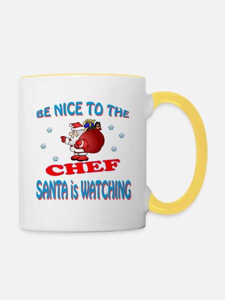 SANTA CHEF - Tasse zweifarbig - Weiß/Gelb