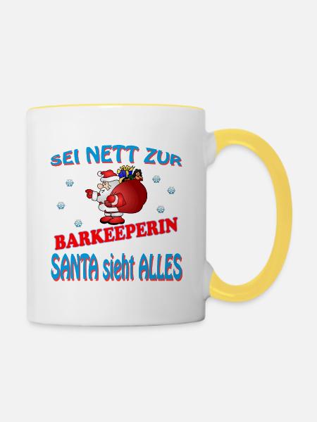 SANTA BARKEEPERIN - Tasse zweifarbig - Weiß/Gelb
