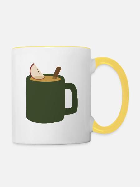 Glühapfel Apfelwein Becher - Tasse zweifarbig - Weiß/Gelb