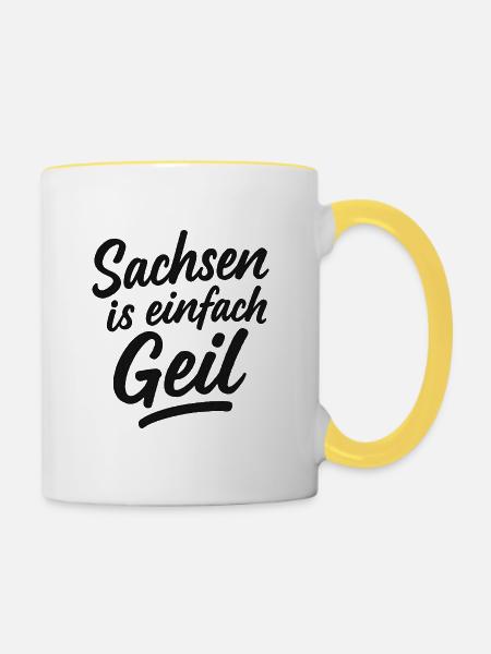Sachsen_is_einfach_Geil - Tasse zweifarbig - Weiß/Gelb