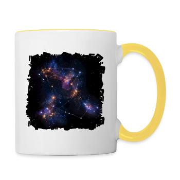 Sternennetz Konstellation - Tasse zweifarbig - Weiß/Gelb - Rechts
