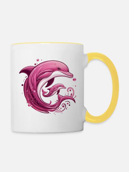 Delphine - Tasse zweifarbig - Weiß/Gelb