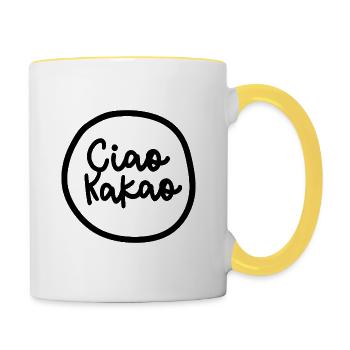 "Ciao Kakao" - Tasse zweifarbig - Weiß/Gelb - Rechts