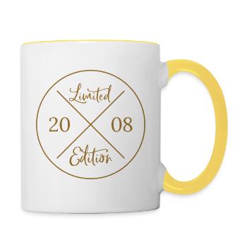 Geschenk 18. Geburtstag - Limited Edition 2008 - Tasse zweifarbig - Weiß/Gelb - Rechts