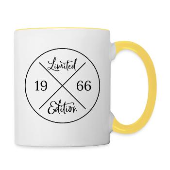 Limited edition 1966 - 60. Geburtstag Geschenk - Tasse zweifarbig - Weiß/Gelb - Rechts