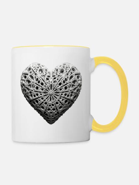 Ewiges HERZ - Tasse zweifarbig - Weiß/Gelb