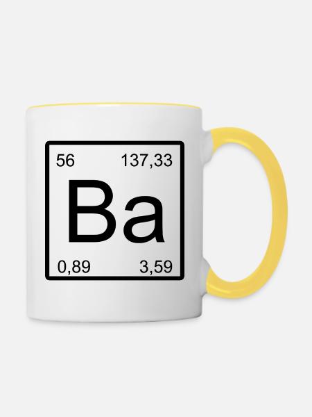 Ba Barium Element Stil-Design - Tasse zweifarbig - Weiß/Gelb