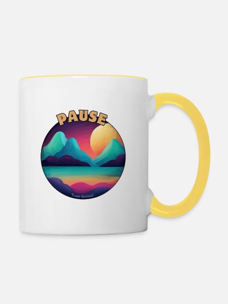 Pause der Gelassenheit - Tasse zweifarbig - Weiß/Gelb