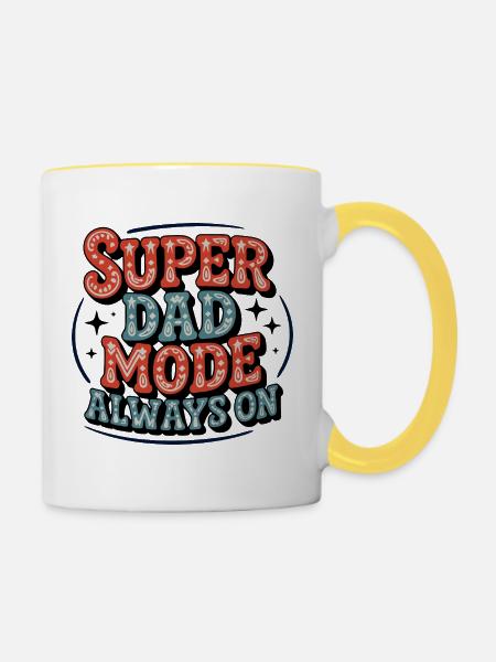 Super Dad Mode Immer Aktiv - Tasse zweifarbig - Weiß/Gelb