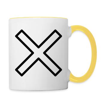 Kreuz - Tasse zweifarbig - Weiß/Gelb - Rechts