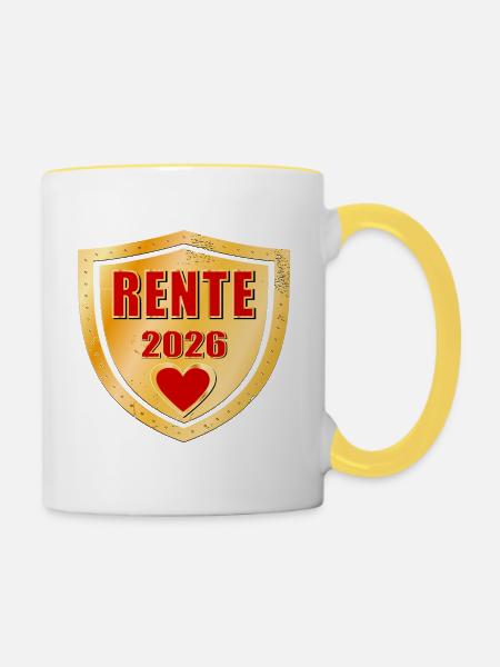 Rente 2026 Rentnerin Kollegin - Tasse zweifarbig - Weiß/Gelb